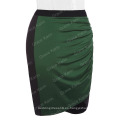 Grace Karin Acción Occidental Womens High Stretch Splicing Pleated Hips-Wrapped Falda corta de color verde oscuro CL008929-1